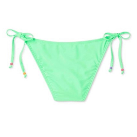 WILD FABLE WOMENS BIKINI BOTTOM SIDE TIE WITH BEADS MINT GREEN NWT - Picture 2 of 7